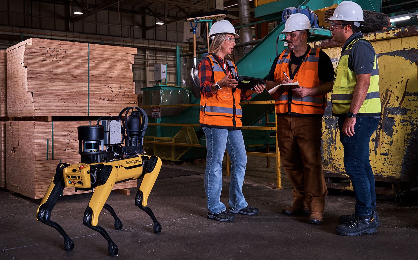 Boston Dynamics field engineers provide services and training on a customer site