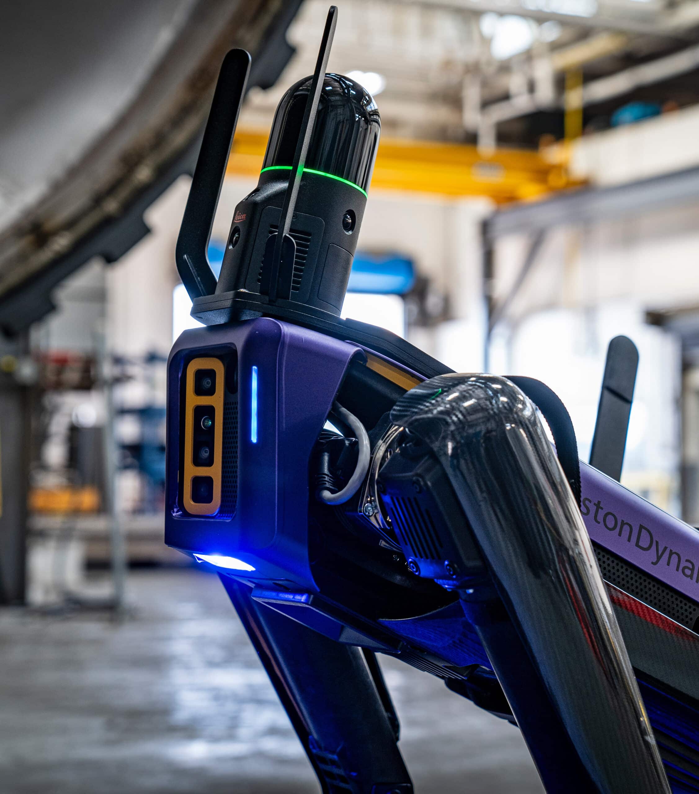 Spot robot with the Leica BLK Arc payload in an aerospace manufacturing facility